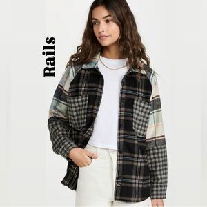 RAILS Ridley Jacket Mixed Mint Plaid Oversized Shirt Jacket Size Small